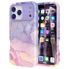 iPhone 17 Pro Skal Hybrid Med Marmor Tryck Lila / Rosa