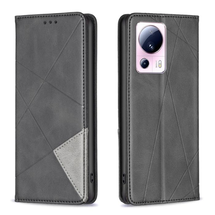 Bild 1, Xiaomi 13 Lite 5G Fodral Geometriskt Flip Läder Svart