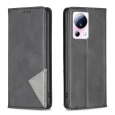 Xiaomi 13 Lite 5G Fodral Geometriskt Flip L&auml;der Svart