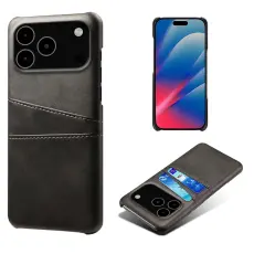 iPhone 17 Pro Max Skal Med Kortfack L&auml;der Svart