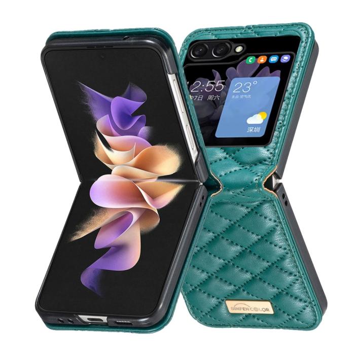 Bild 5, Samsung Galaxy Z Flip 5 Skal Diamond Textur Grön
