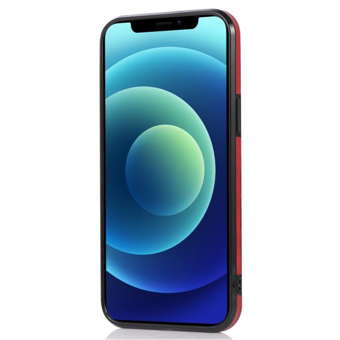Bild 4, iPhone 13 Pro Max - Läderbelagt Skal Med Kortfack - Röd