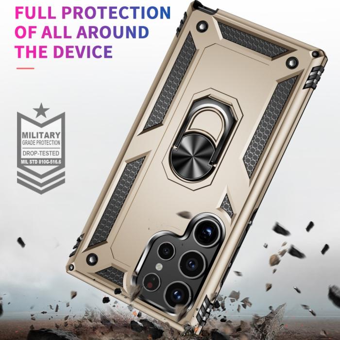 Bild 2, Samsung Galaxy S24 Ultra Skal Ring Hybrid Armor Guld