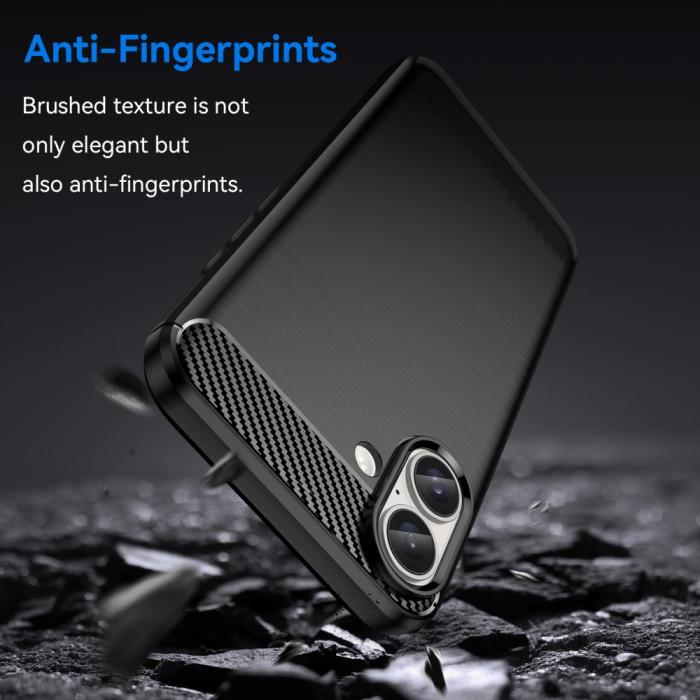 Bild 3, iPhone 16 Plus Skal Borstad Stål Svart