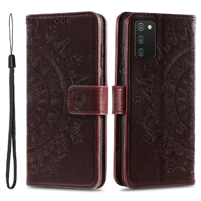 Bild 1, Samsung Galaxy A03s Fodral Mandala Läder Brun