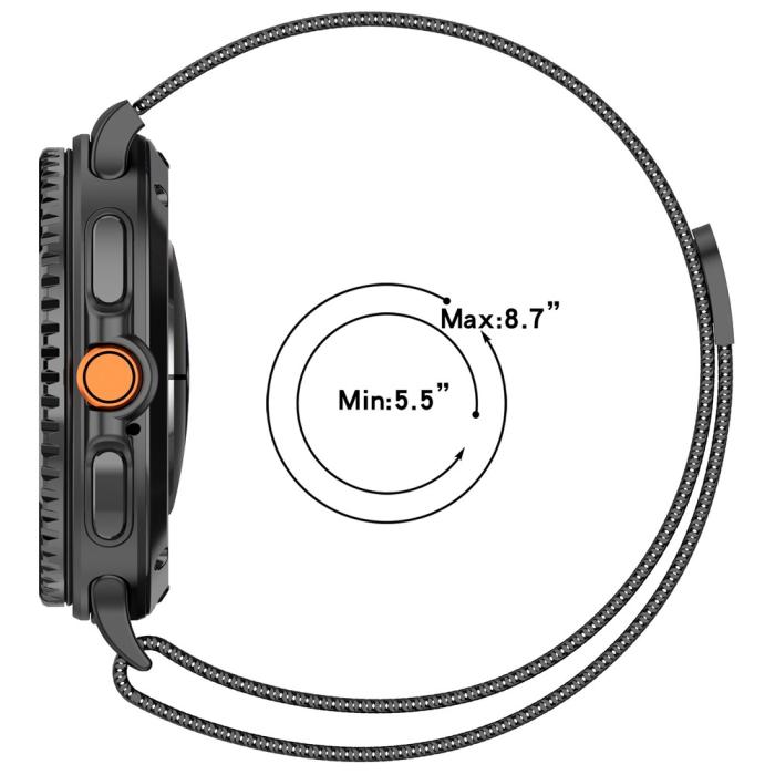 Bild 4, Galaxy Watch 8 46/44/40 mm Armband Milanese Loop Grå