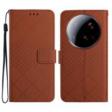 Xiaomi 15 Ultra Fodral L&auml;der Rhombus Brun