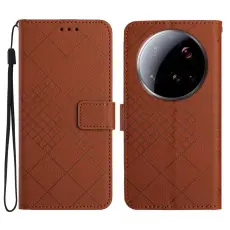 Xiaomi 15 Ultra Fodral L&auml;der Rhombus Brun