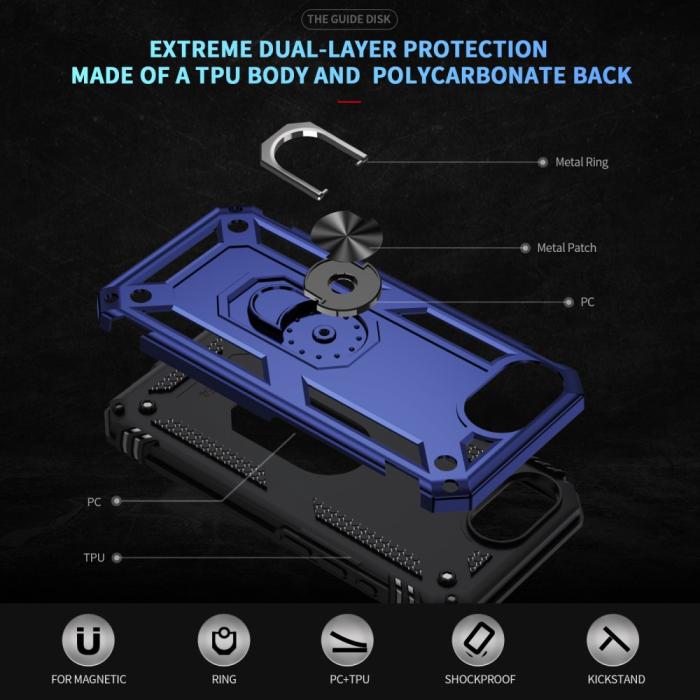 Bild 5, iPhone 17e / 16e Skal Shockproof Hybrid Ring Blå