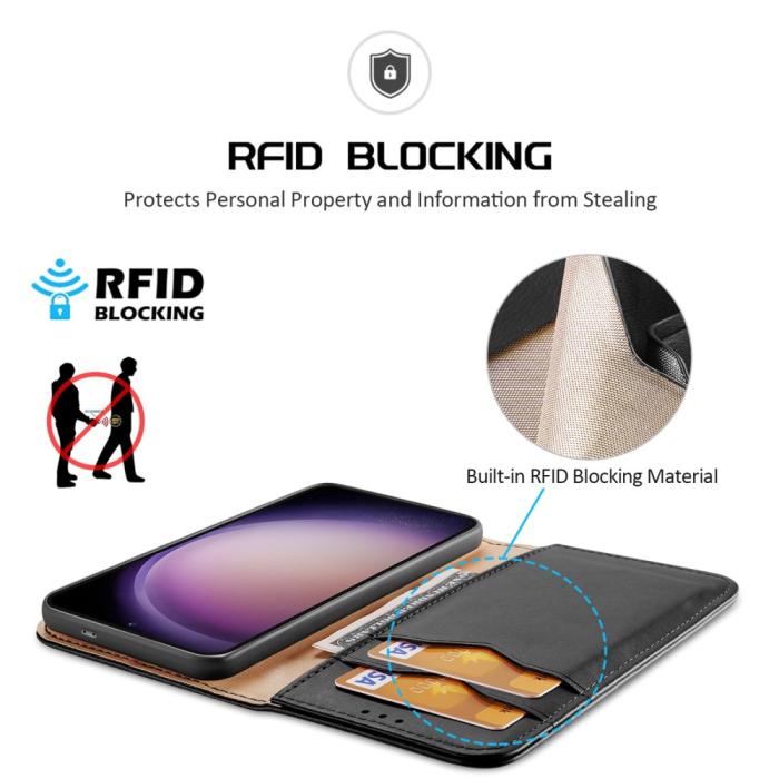 Bild 4, DUX DUCIS Galaxy S24 Plus Fodral RFID Hivo Äkta Läder Svart