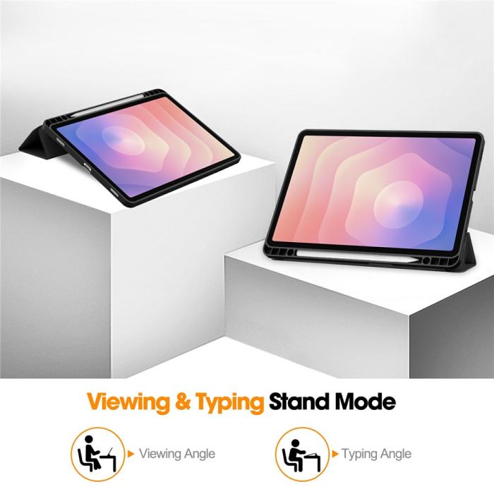 Bild 6, Samsung Galaxy Tab S11 Fodral Tri-Fold Läder Svart