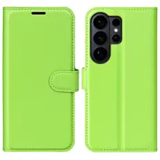 Samsung Galaxy S26 Ultra Fodral Litchi L&auml;der Gr&ouml;n