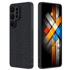 Samsung Galaxy S26 Ultra Skal L&auml;der Kolfiber Textur Svart