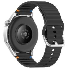Klockarmband 20 mm Silikon Wave Design Svart