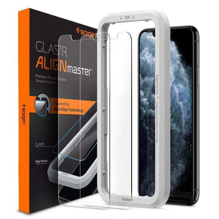 Bild 1, Spigen iPhone 11/ XR 2-PACK ALM Glas.tR Slim Härdat Glas