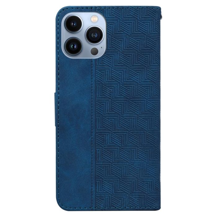 Bild 3, iPhone 14 Pro Max Fodral Geometrisk Läder Blå