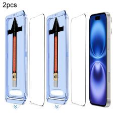 iPhone 16 Plus/15 Plus 2-PACK Sk&auml;rmskydd Helt&auml;ckande H&auml;rdat Glas