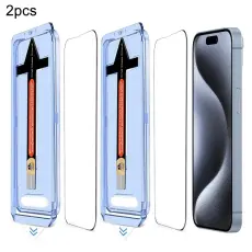 iPhone 15 Pro Max 2-PACK Sk&auml;rmskydd Helt&auml;ckande H&auml;rdat Glas