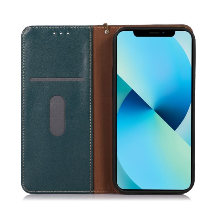 Bild 4, KHAZNEH iPhone 15 Pro Fodral Flip Nappa Textur Grön