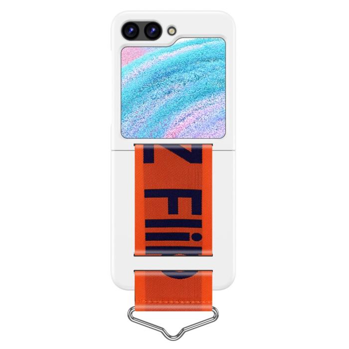 Bild 2, Samsung Galaxy Z Flip 5 Skal Bälte Vit/Orange