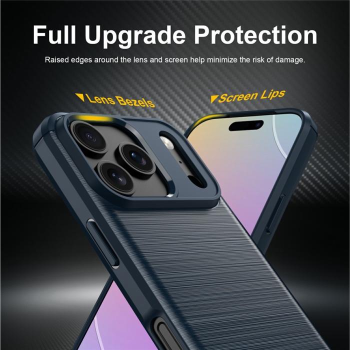 Bild 3, iPhone 18 Pro Max/17 Pro Max Skal Kolfiber Textur Mörk Blå
