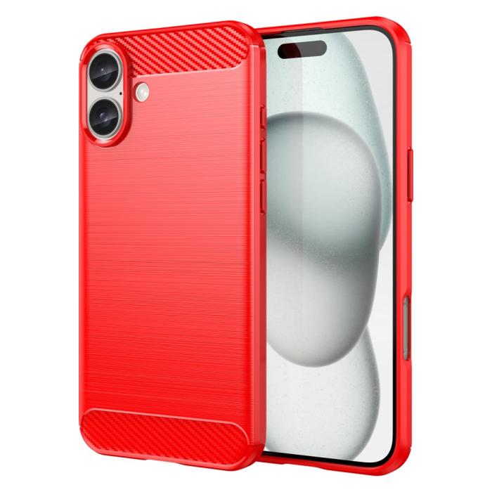 Bild 1, iPhone 16 Plus Skal Borstad Stål Röd
