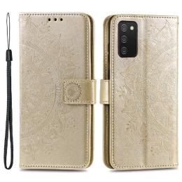 Samsung Galaxy A03s Fodral Mandala Läder Guld