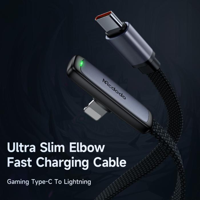 Bild 2, Mcdodo 1.8m 36W PD USB-C - Lightning Elbow Kabel Svart
