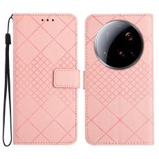 Xiaomi 15 Ultra Fodral L&auml;der Rhombus Rosa