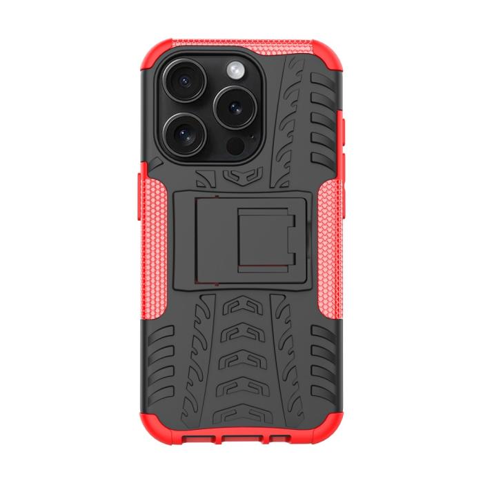 Bild 2, iPhone 15 Pro Stöttåligt Skal med Stöd Röd