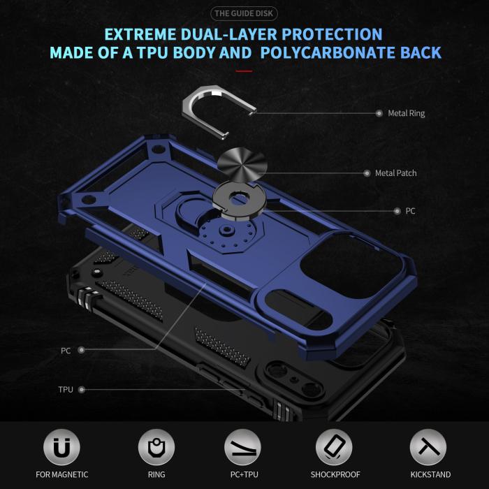 Bild 2, iPhone 17 Pro Skal Shockproof Hybrid Ring Blå