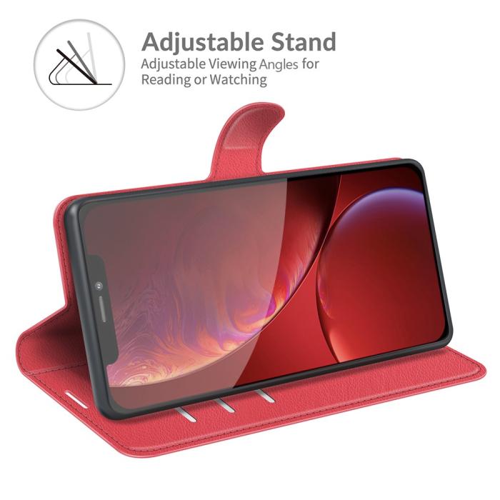 Bild 2, iPhone 13 Pro Fodral Litchi Läder Röd