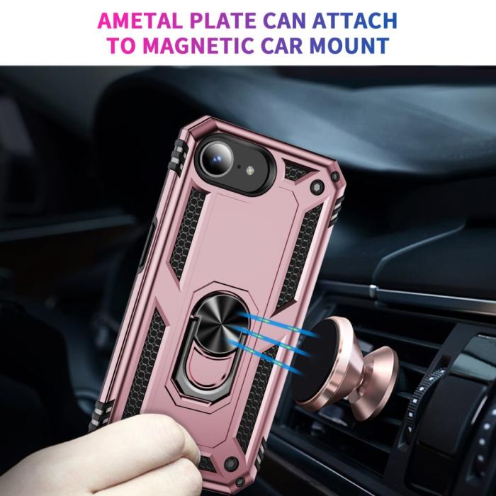 Bild 2, iPhone 17e / 16e Skal Shockproof Hybrid Ring Roséguld