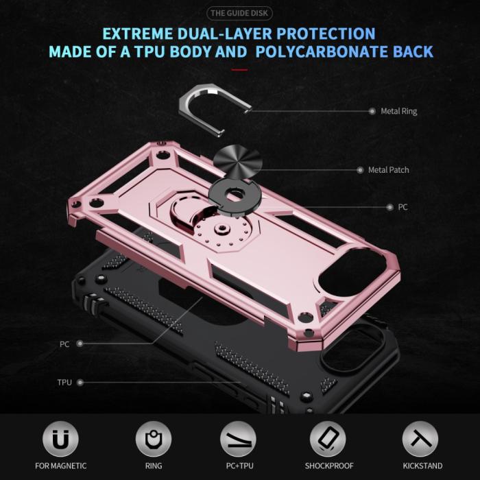 Bild 5, iPhone 17e / 16e Skal Shockproof Hybrid Ring Roséguld