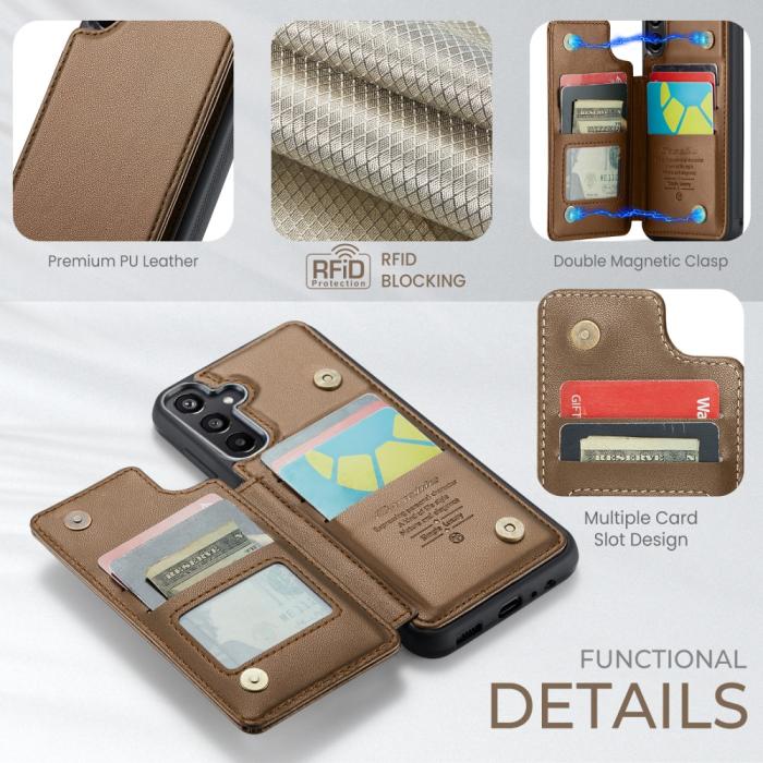 Bild 5, CASEME Samsung Galaxy A16 Skal RFID Kickstand Plånbok Brun