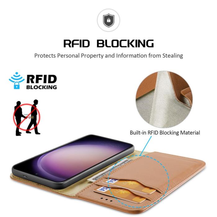 Bild 4, DUX DUCIS Galaxy S24 Plus Fodral RFID Hivo Äkta Läder Brun