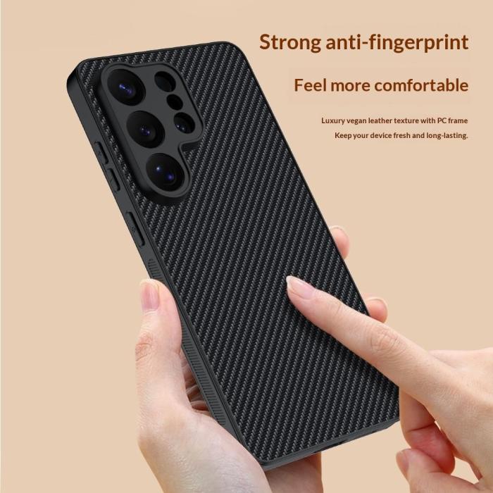 Bild 4, Samsung Galaxy S26 Ultra Skal Läder Kolfiber Textur Svart