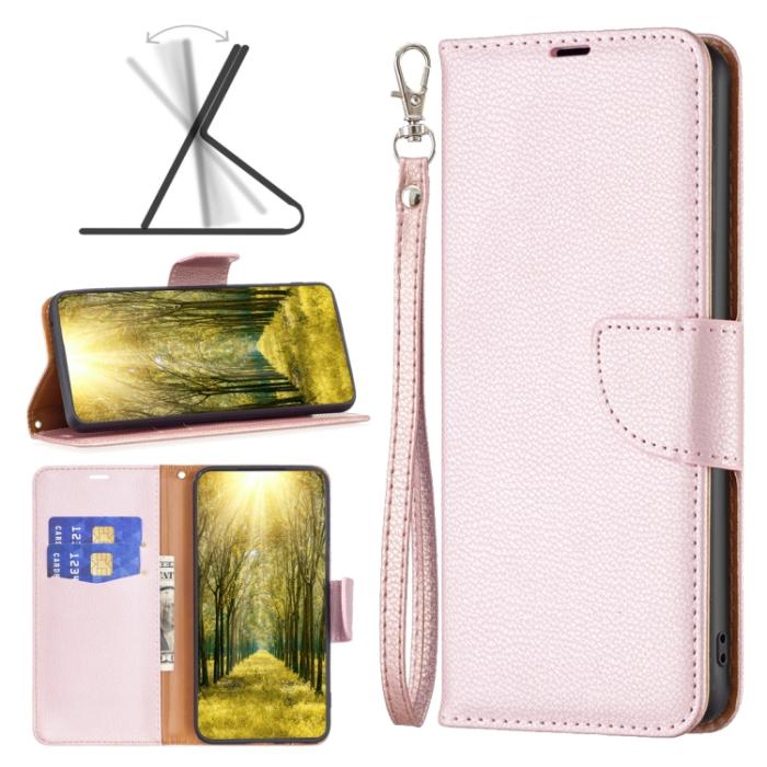 Bild 1, Xiaomi 13 Lite 5G Fodral Litchi Shark Läder Roséguld