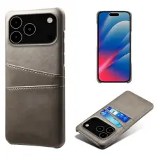 iPhone 17 Pro Max Skal Med Kortfack L&auml;der Gr&aring;