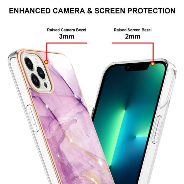 Bild 4, iPhone 15 Pro Skal Marmor TPU Lila