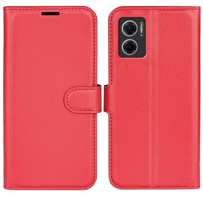 Bild 1, Xiaomi Redmi 10 5G Fodral Litchi Läder Röd