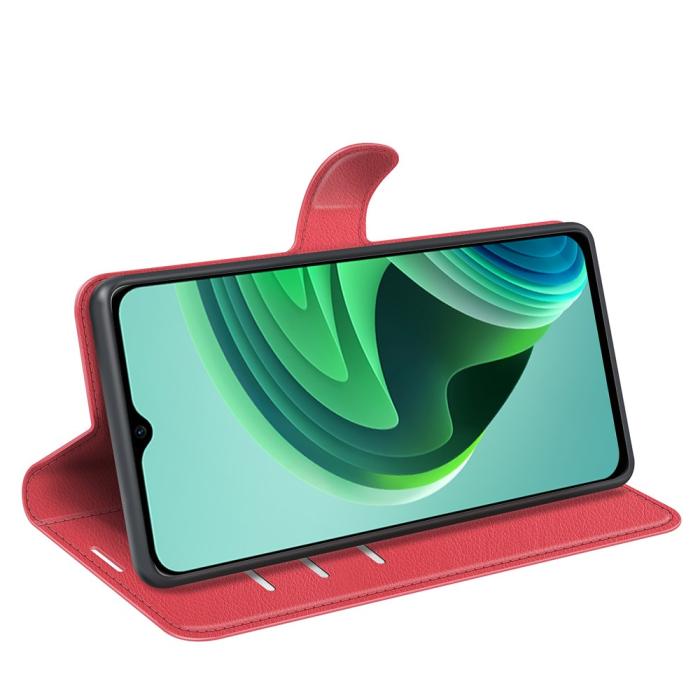 Bild 3, Xiaomi Redmi 10 5G Fodral Litchi Läder Röd