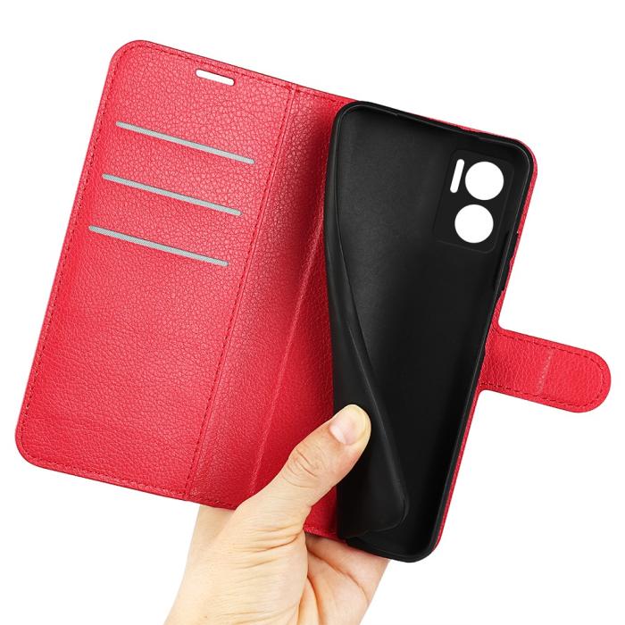 Bild 4, Xiaomi Redmi 10 5G Fodral Litchi Läder Röd