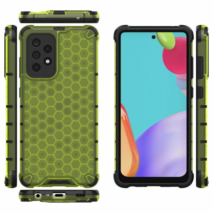 Bild 3, Samsung Galaxy A52 / A52s - Armor Honeycomb Textur Skal - Grön