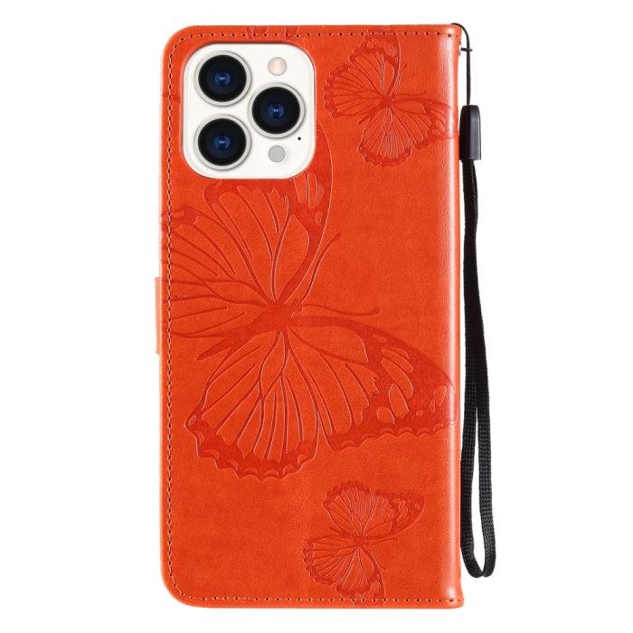 Bild 3, iPhone 13 Pro Max - Butterfly Läder Fodral - Orange