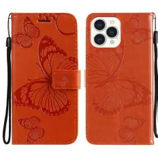 iPhone 13 Pro Max - Butterfly L&auml;der Fodral - Orange