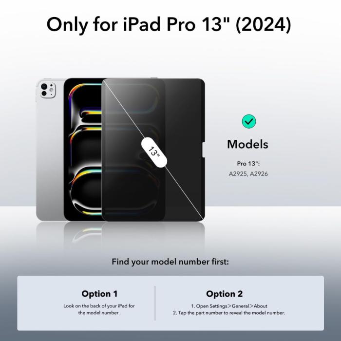 Bild 2, ESR iPad Pro 13 2024 Skärmskydd Avtagbart Magnetisk Privacy