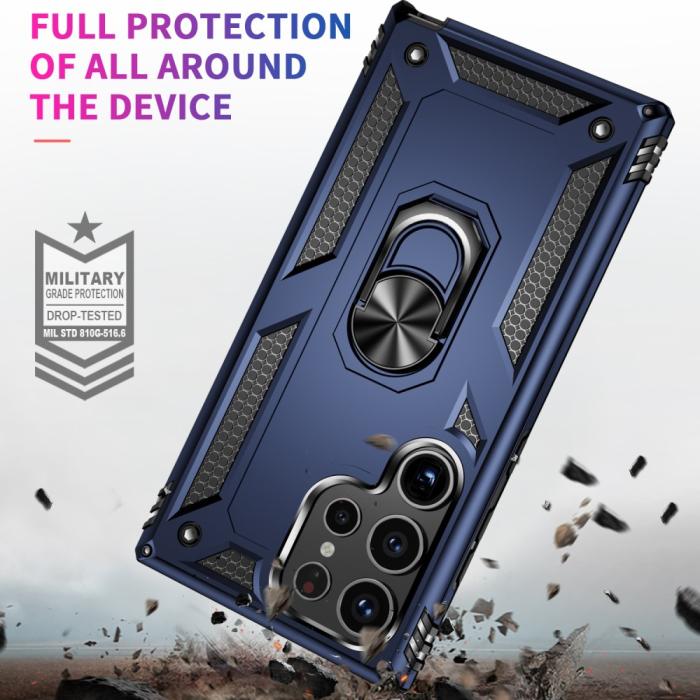 Bild 2, Samsung Galaxy S24 Ultra Skal Ring Hybrid Armor Blå