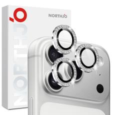 NORTHJO iPhone 18 Pro/18 Pro Max Linsskydd Strass Silver