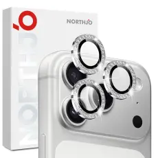 NORTHJO iPhone 18 Pro/18 Pro Max Linsskydd Strass Silver